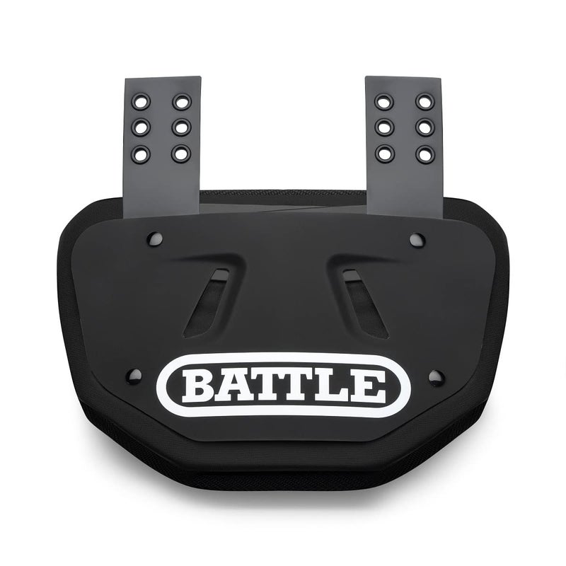 Battle Sports Football Back Plate â€“ Hard Shell Lower Back Protector with Contoured Foam for High-Impact Protection - Adult, Black/White - Image 1
